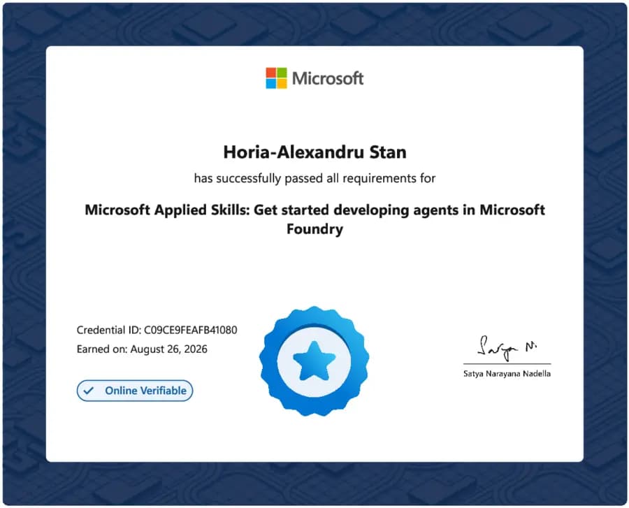Get started developing agents in Microsoft Foundry - Microsoft Applied Skills certificate